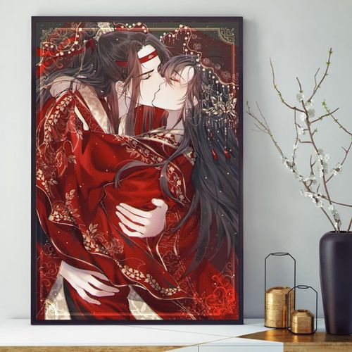 魔道祖师忘羡天天大婚2023新款动漫人物贴钻十字绣卧室带框钻石画