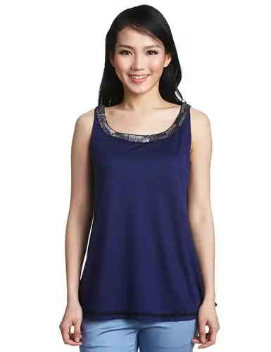 ochirly 欧时力 女式 吊带衫 深蓝 m 1103002170