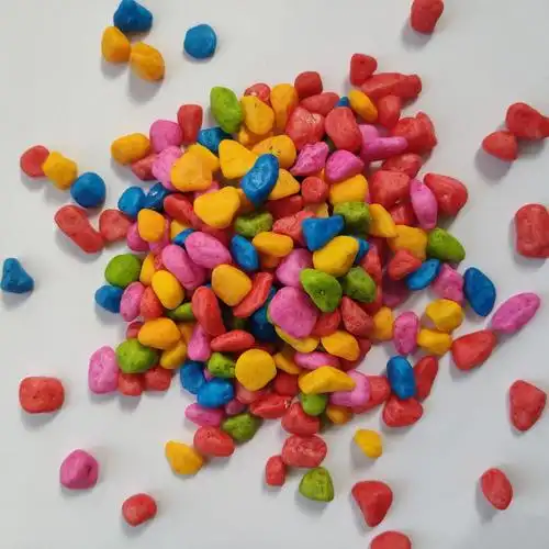 供应染色五彩石 鱼缸造景用七彩石子 园艺装饰用彩色石子