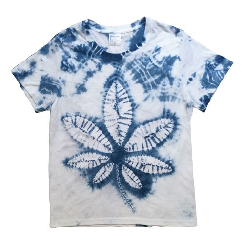 扎染夏季纯棉云南大理白族手工植物板蓝根蓝染t恤