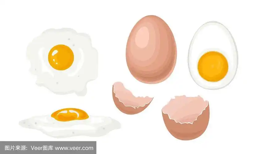 棕壳全鸡蛋,半熟蛋黄蛋,煎蛋,破壳蛋.