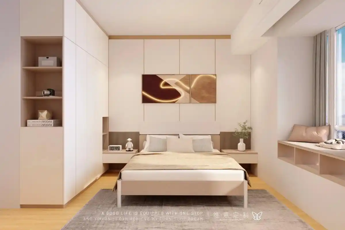 衣柜延伸床头柜,打造悬浮式储物空间!049615 3034.