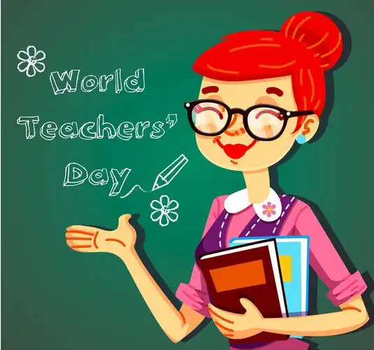 卡通教师节微笑女教师矢量图