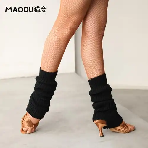 袜套猫度拉丁舞短袜脚带毛线芳华练功腿袜长袜拉丁舞配件