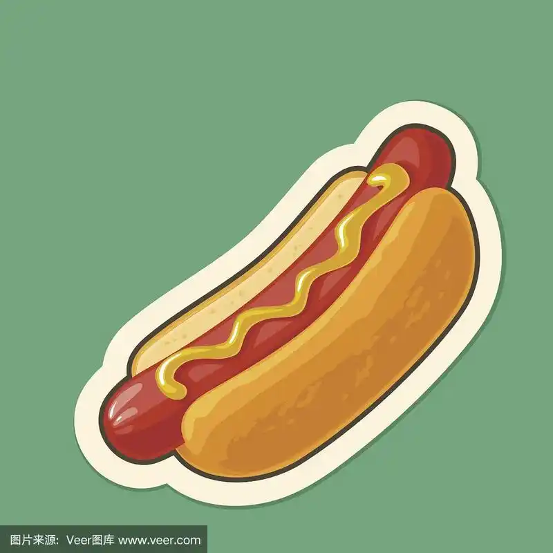 热狗,绘画插图,矢量,平坦的,图标