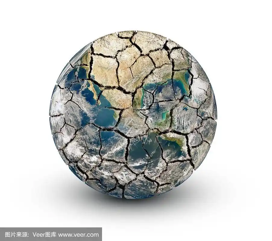 破碎的地球行星孤立在白色的背景上.