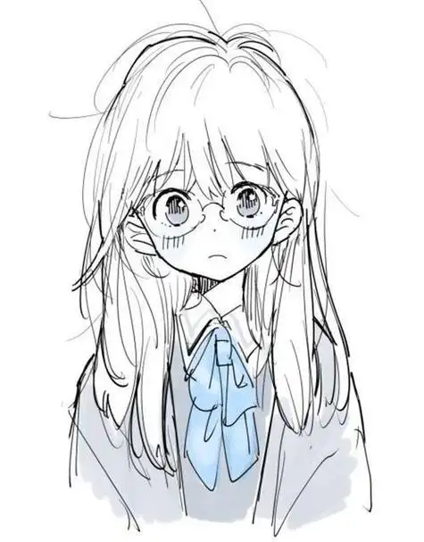 动漫简笔画女生半身