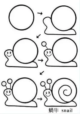 蜗牛简笔画步骤