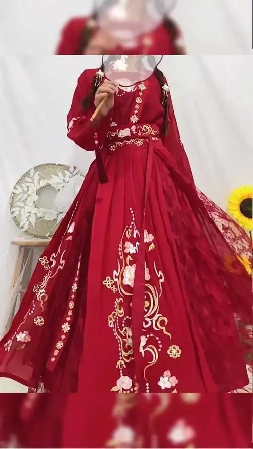 加大码汉服女mm200原创宋制红色系古装夏季超仙汉服