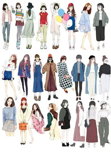 女孩青春可爱少女清新韩国人物贴纸