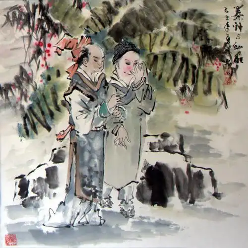 谢崇山写意画红楼梦人物《秦钟》(70*70cm)壬辰年