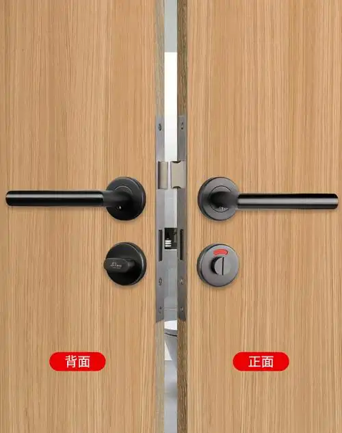 钢卫生间门锁厕所浴室304分体锁有人无人指示隔断锁木门把手不锈钢