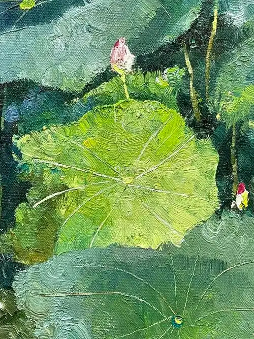 吴冠中 油画荷花 油画 木框-【成交 价格 图片】