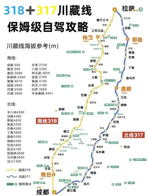 318川藏线自驾游路线图