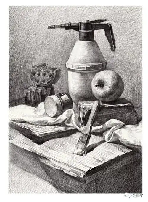 敲门砖素描静物基础入门水果蔬菜陶瓷不锈钢塑料单体静物练习临摹范本