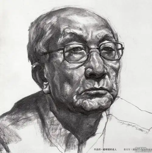 老年人素描头像作品