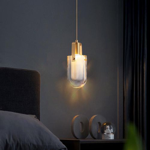 艺术范极简现代简约全铜轻奢小吊灯卧室床头长线吊灯水晶灯具