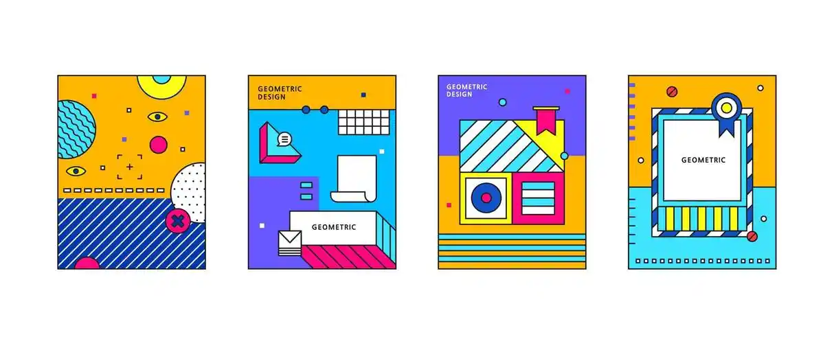 孟菲斯几何图形排版海报背景炫彩活动促销模板矢量ai设计素材图片