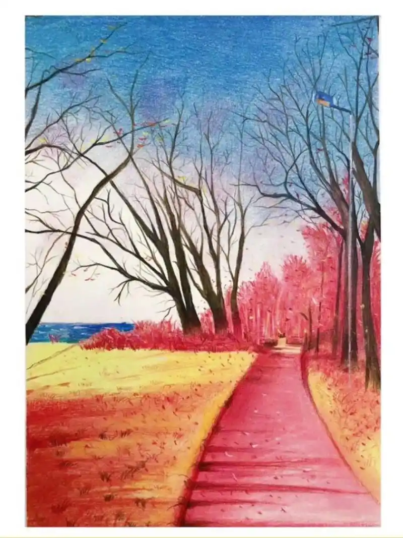 彩铅画秋天简单风景——秋 9月的到来,广东的天气