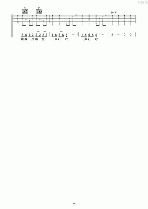 潮湿的心吉他谱(图片谱,弹唱)_卓依婷 - 吉他社