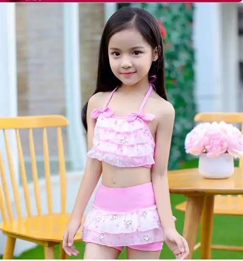 2017夏儿童泳衣女孩泳装大中小童长袖女童游泳衣粉色