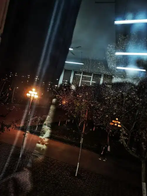 冬天晚上窗外一瞬间