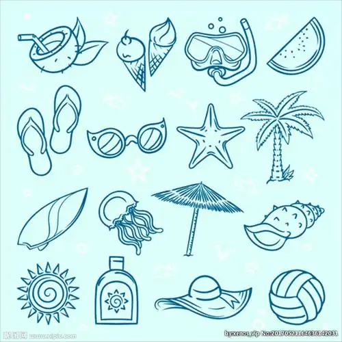 手绘夏天装饰元素集合图片