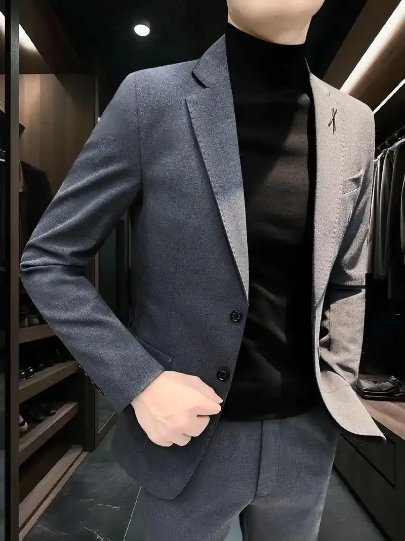 这款痞帅高级感西装男商务正装春季2024新款韩版修身男士休闲西服外套