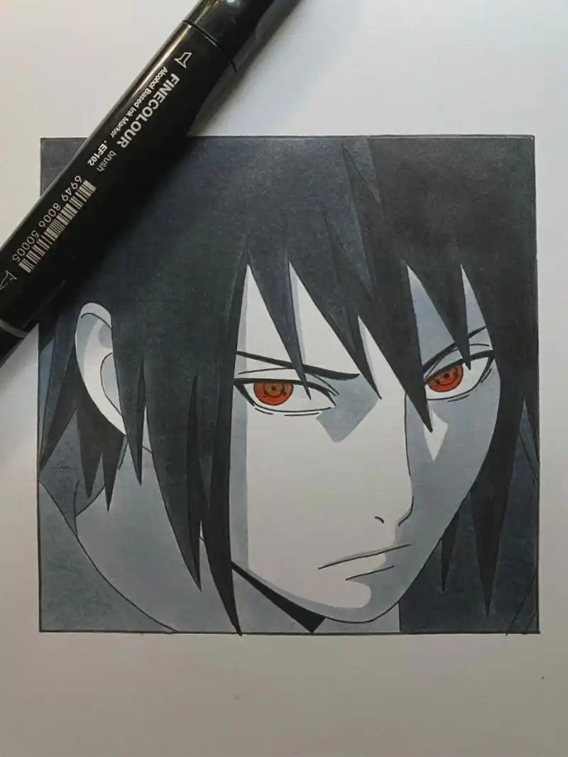 佐助过程 #火影忍者# #手绘教程# #佐助# 黑白