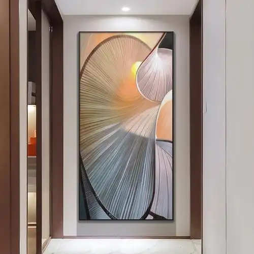 走廊装饰画过道背景墙挂画竖版简约现代壁画入户正对门玄关画