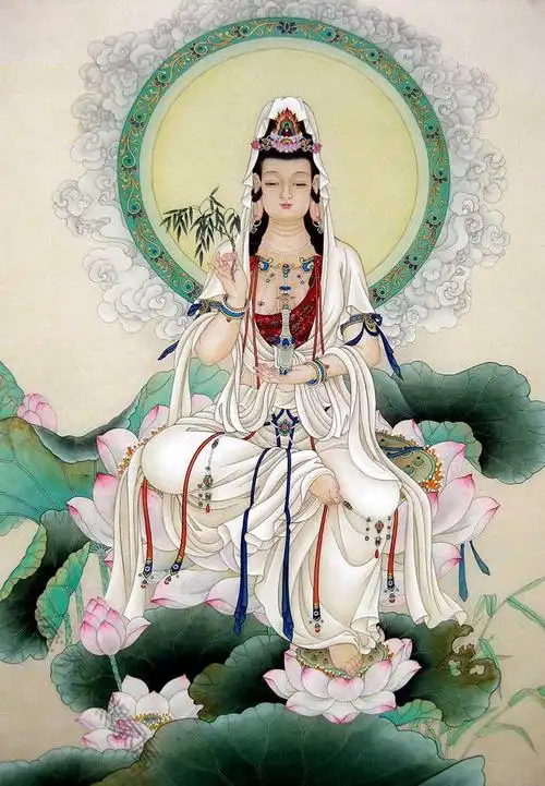 定制 南海白衣杨柳观音大士净瓶施药观世音菩萨画像结缘卷轴挂画图