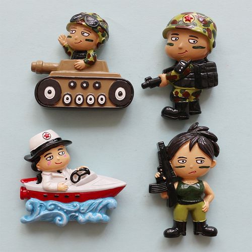 大王小王3d卡通仿真创意人物海军迷彩装树脂冰箱贴特种兵磁贴装饰