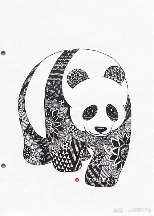 线描《熊猫》