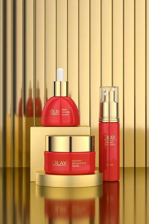 化妆品建模-oc-套装金色场景(后期)主图详情海报|三维|产品|白雪猪公