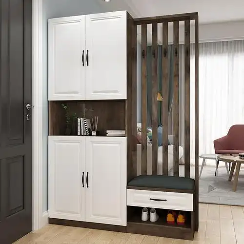 门口玄关鞋柜简约现代门厅隔断柜入户衣帽挂衣架家用大容量储物柜