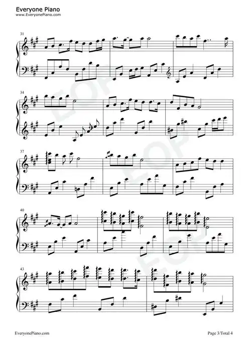 格桑花-赵海洋五线谱预览3-钢琴谱文件(五线谱,双手简谱,数字谱,midi