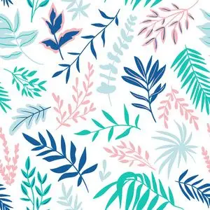 植物印花热带叶片无缝图案.美丽的印花与手绘异国植物.植物设计.