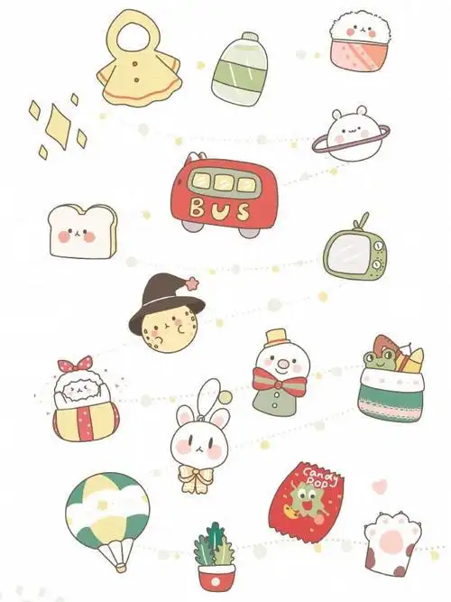 可爱萌物聚集简笔画