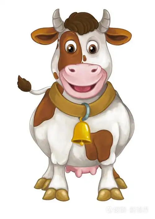 卡通快乐牛住休息,看
