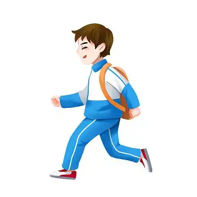 卡通手绘开学季人物穿校服背书包去上学的小学生人物素材