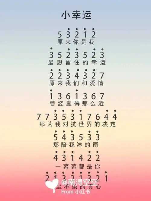 小幸运流行曲拇指琴琴谱曲谱