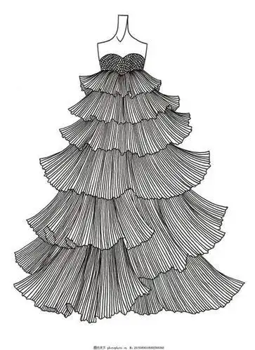 华丽端庄的舞会裙子简笔画图片长裙子简笔画图片 如何画长裙公主裙