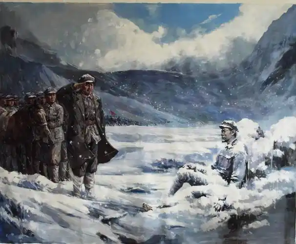 油画过雪山致敬军需官