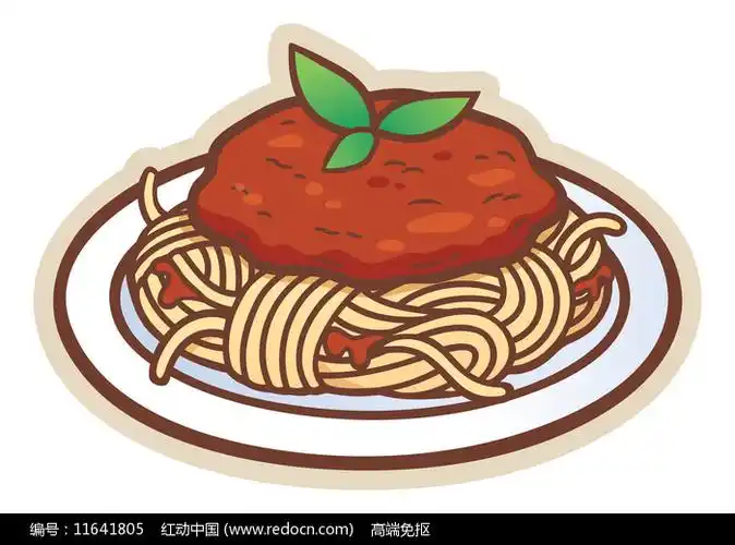 黑椒牛排意面美食手绘