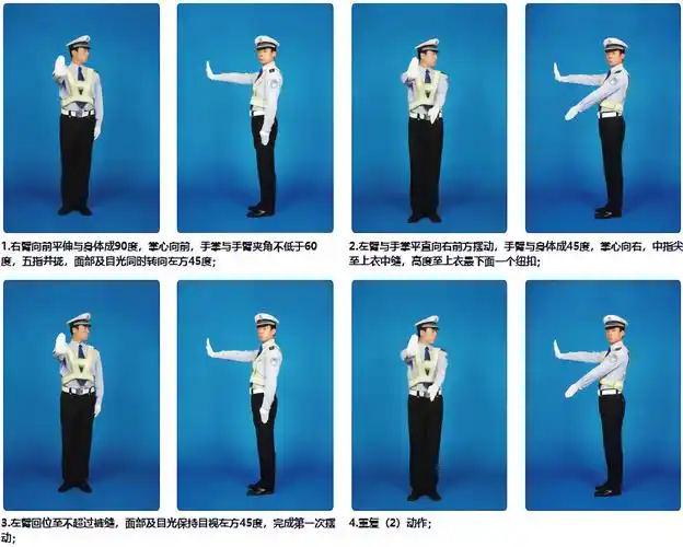 不准前方车辆通行停止信号我国目前现行的交通警察手势信号主要有八种