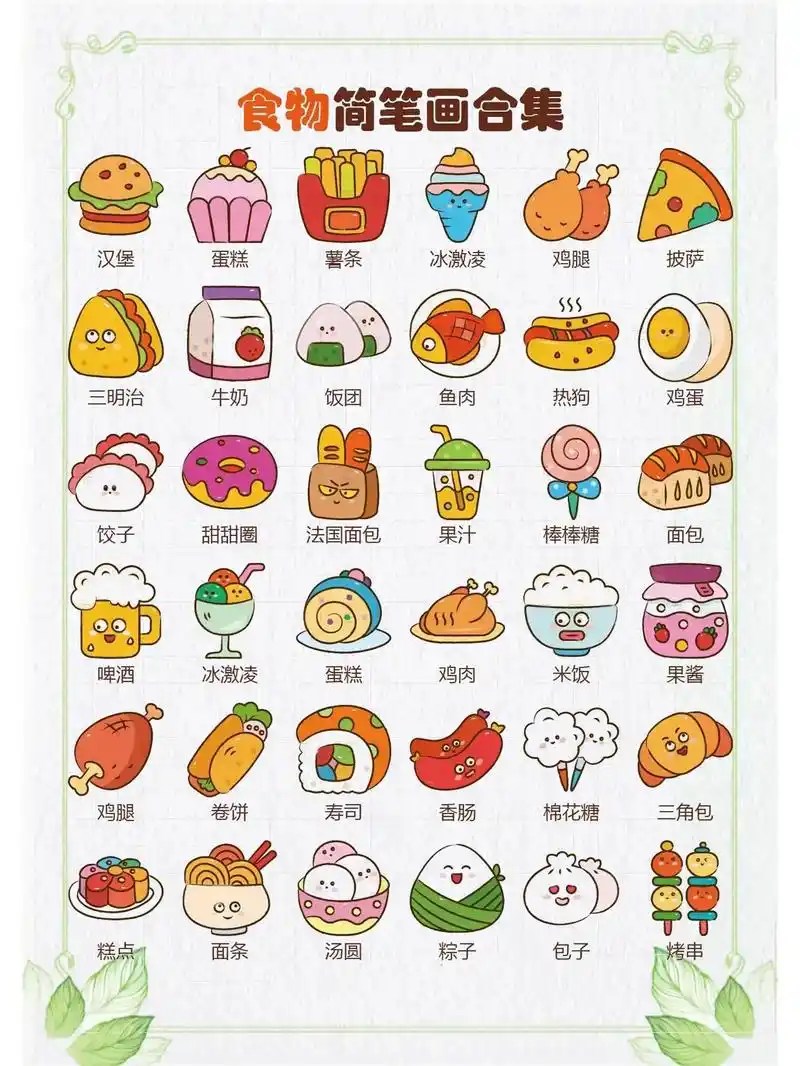 食物简笔画合集.#育儿经验分享 #启蒙早教 #亲子互动 - 抖音