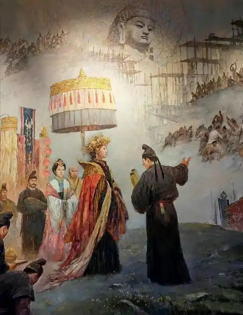 洛阳画家侯震先生作品武则天开凿奉先寺