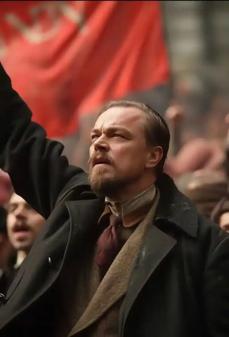 小李子演的《列宁》的剧照看着有几分相像,挺帅气的