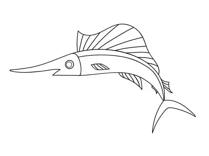 剑鱼简笔画,动物简笔画,海洋动物简笔画,鱼简笔画,简笔画图片