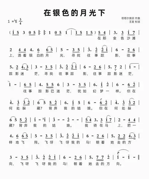 在银色的月光下简谱视唱第1页